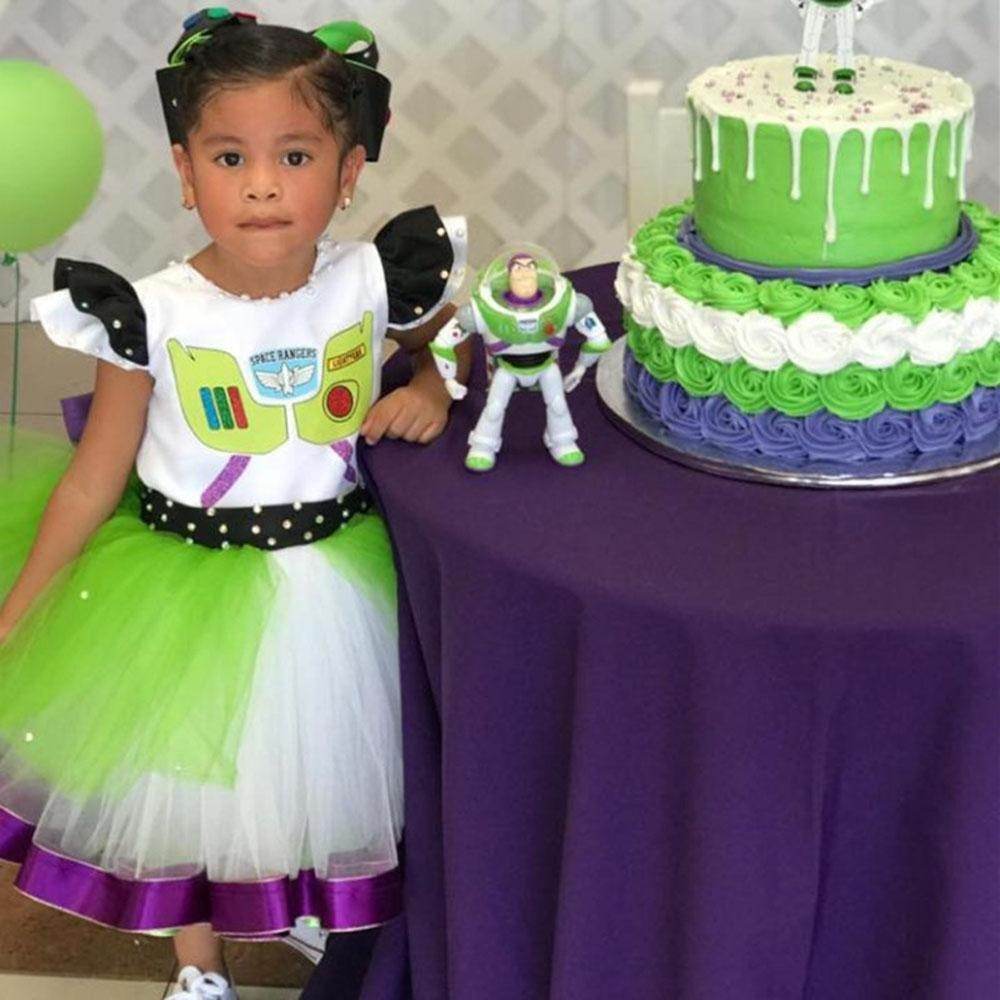 Girls' Buzz Lightyear Princess Dress Beaded Patchwork Party Gown - Ecosfun