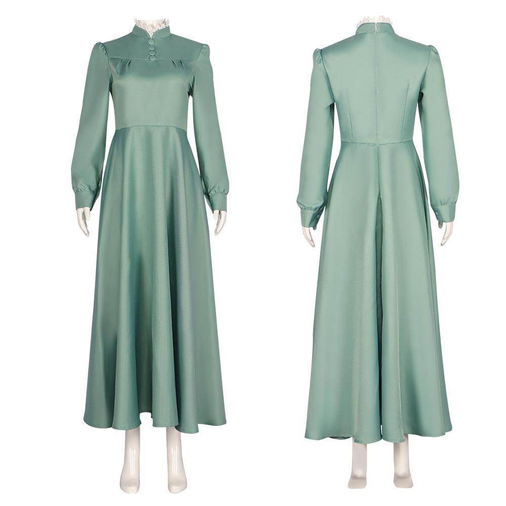 Howl's Moving Castle Green Maid Dress Halloween Carnival Suit Cosplay Costume - Ecosfun
