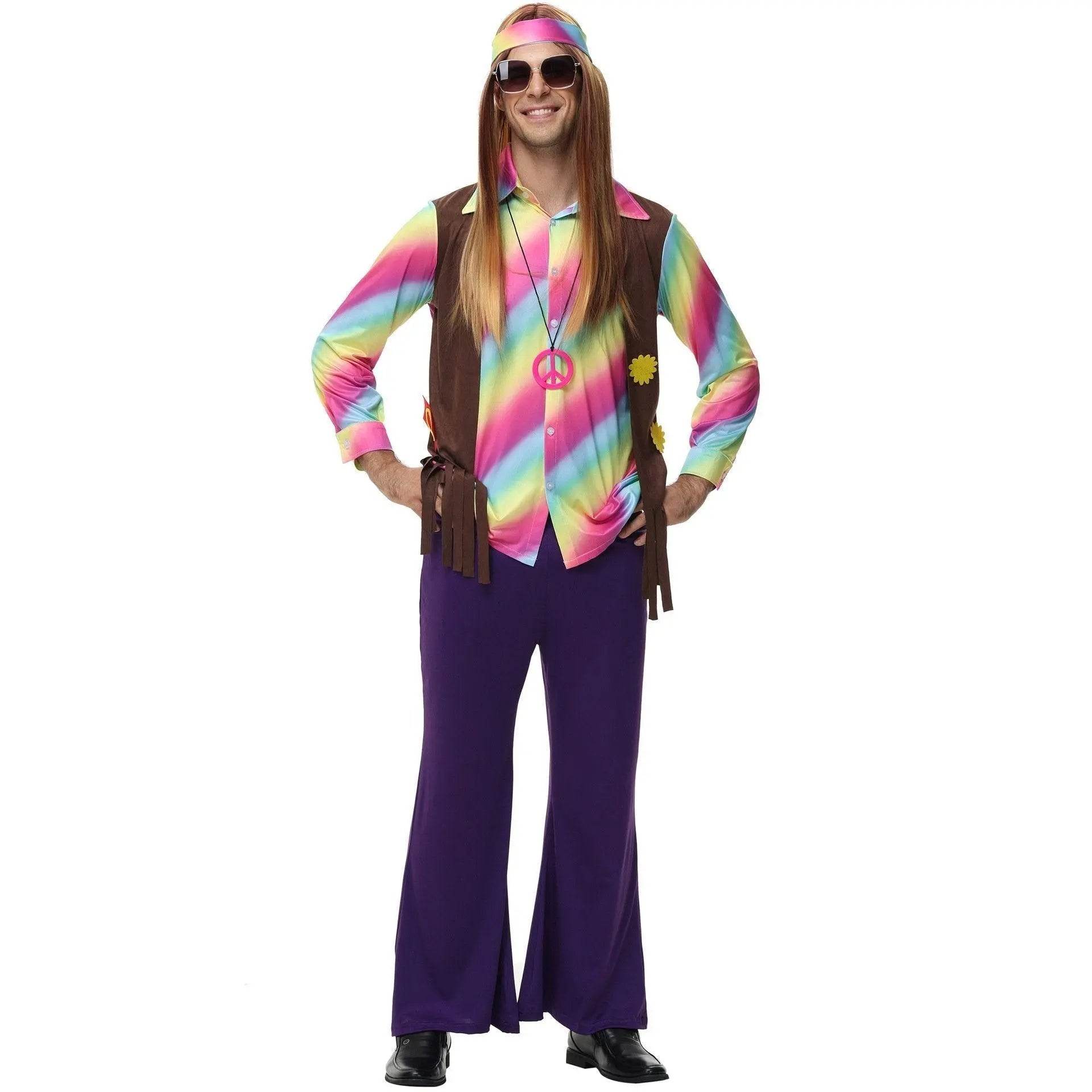men's 70s disco hippie costume music festival rock dance party - Ecosfun