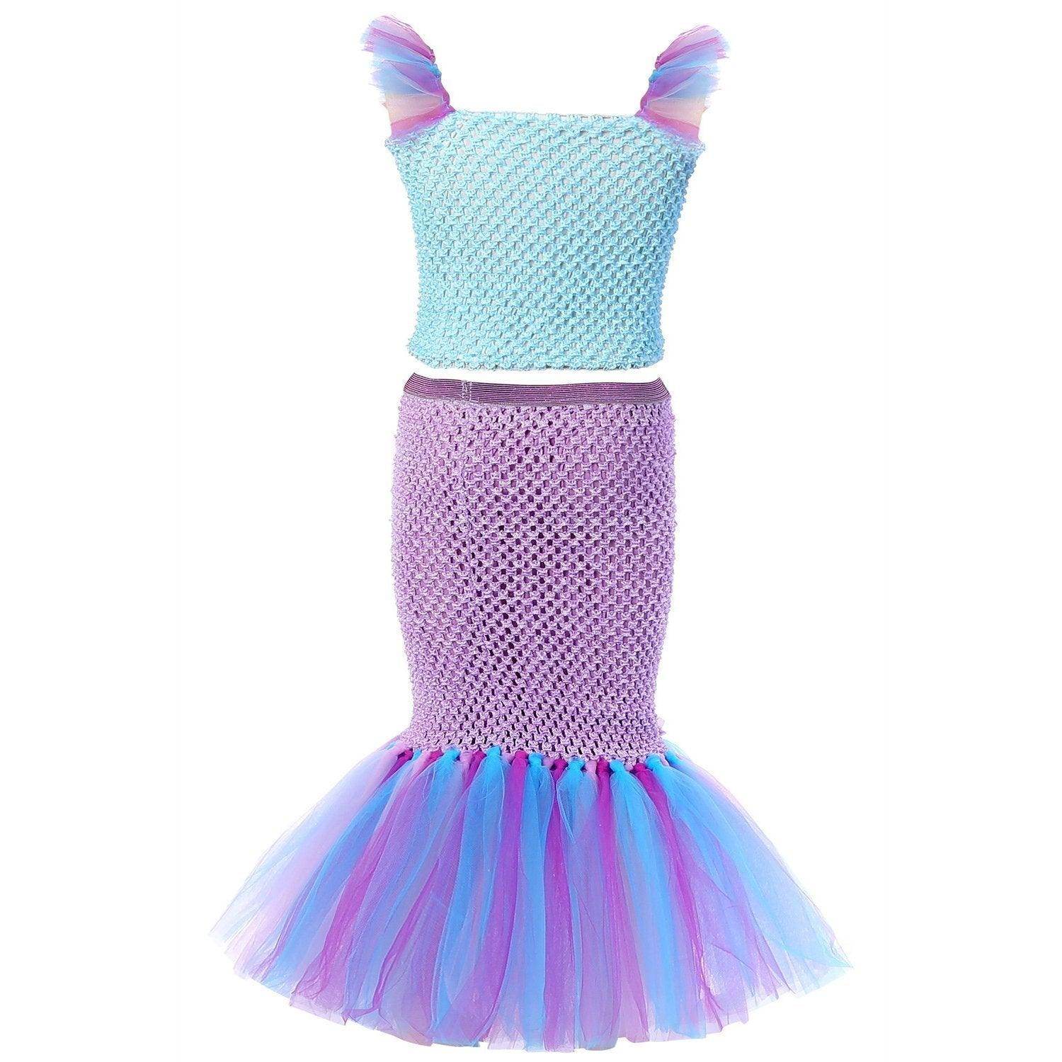 Mermaid Princess Costume Kids Girls Cosplay Party Tutu Dress Halloween Outfit - Ecosfun