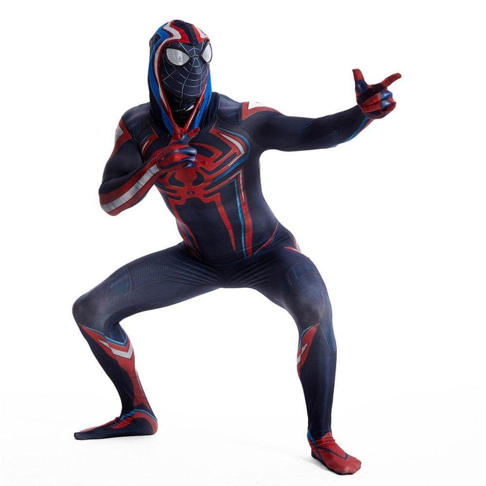 Miles Morales Spider Man 2099 Costume Ultimate Cosplay PS5 Jumpsuit for Kids and Adults - Ecosfun