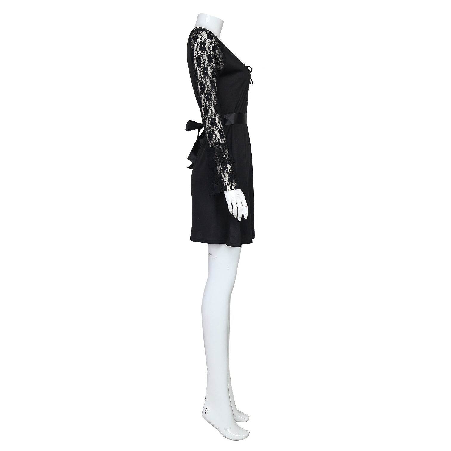 Lisa Frankenstein Misty Cosplay Costume Women Black Lace Long-sleeved Dress Party Carnival - Ecosfun