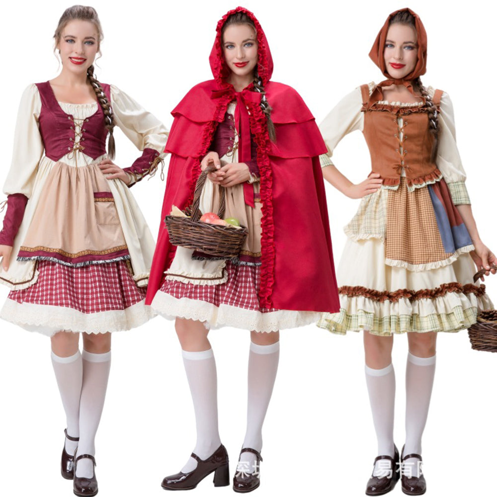 Little Red Riding Hood Halloween Dress Costume Maid Stage Suit