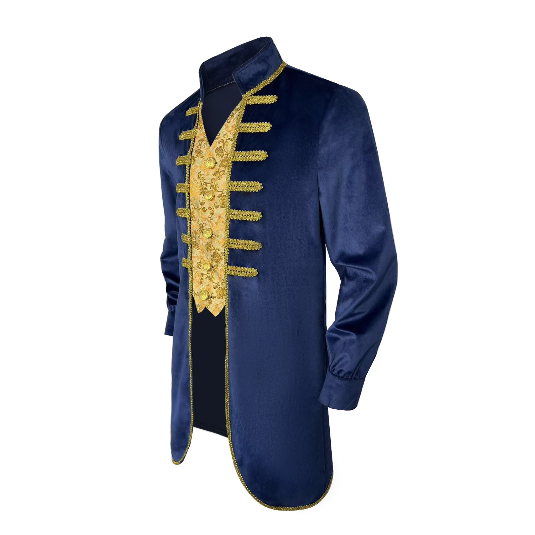 Men's Blue Beauty and the Beast Prince Costume Medieval Tailcoat Gothic Frock Coat