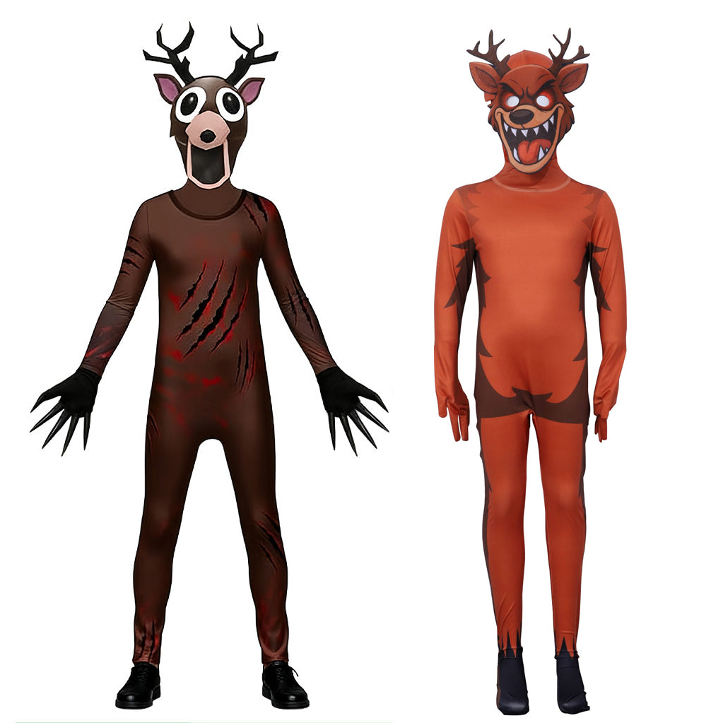 99 Nächte im Wald Bodysuit Kostüm Hirsch Tiere Gaming Outfit Weihnachten