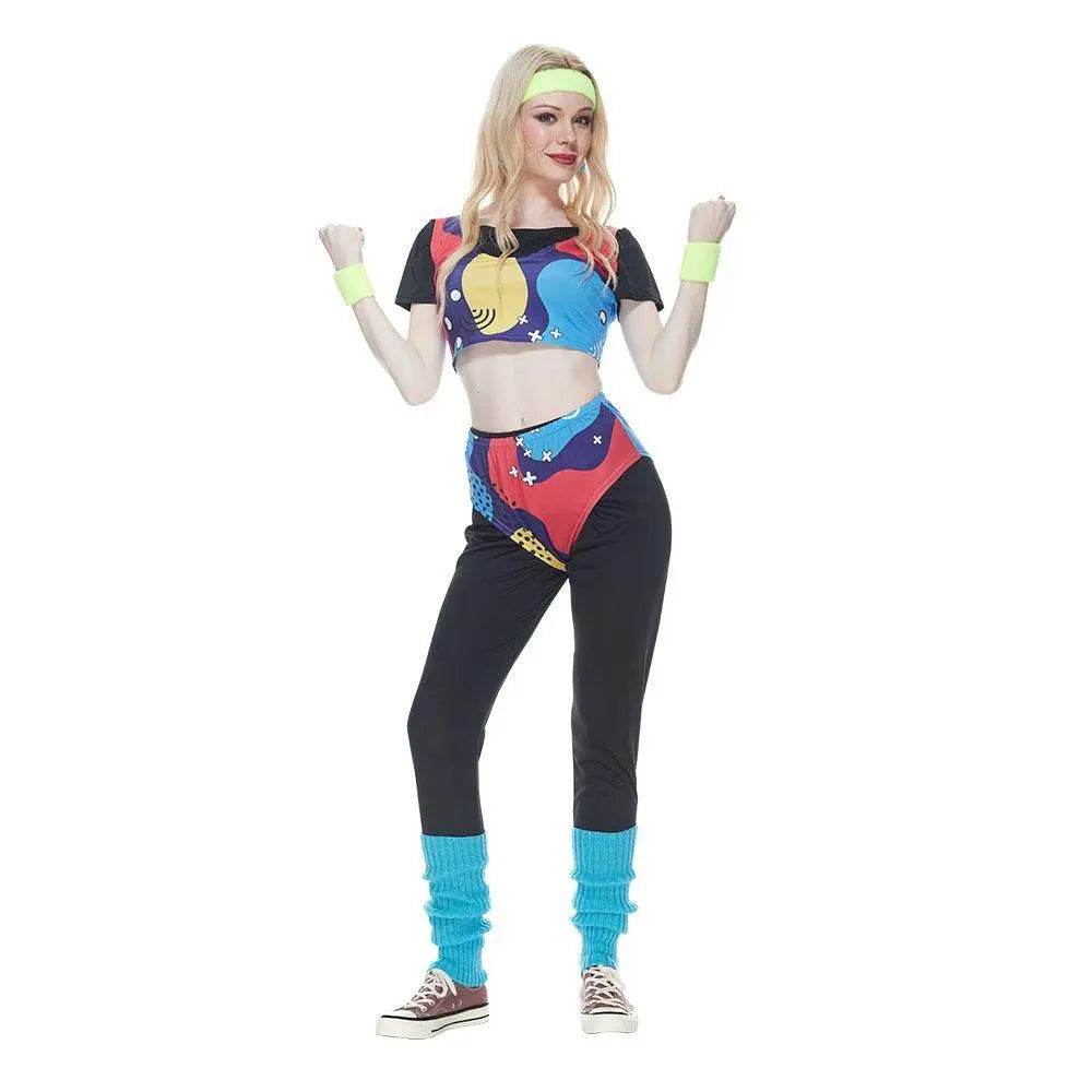 80s Retro Disco Hip Hop Sports Suit Fancy Dress Halloween Costume Dance Outfit - Ecosfun