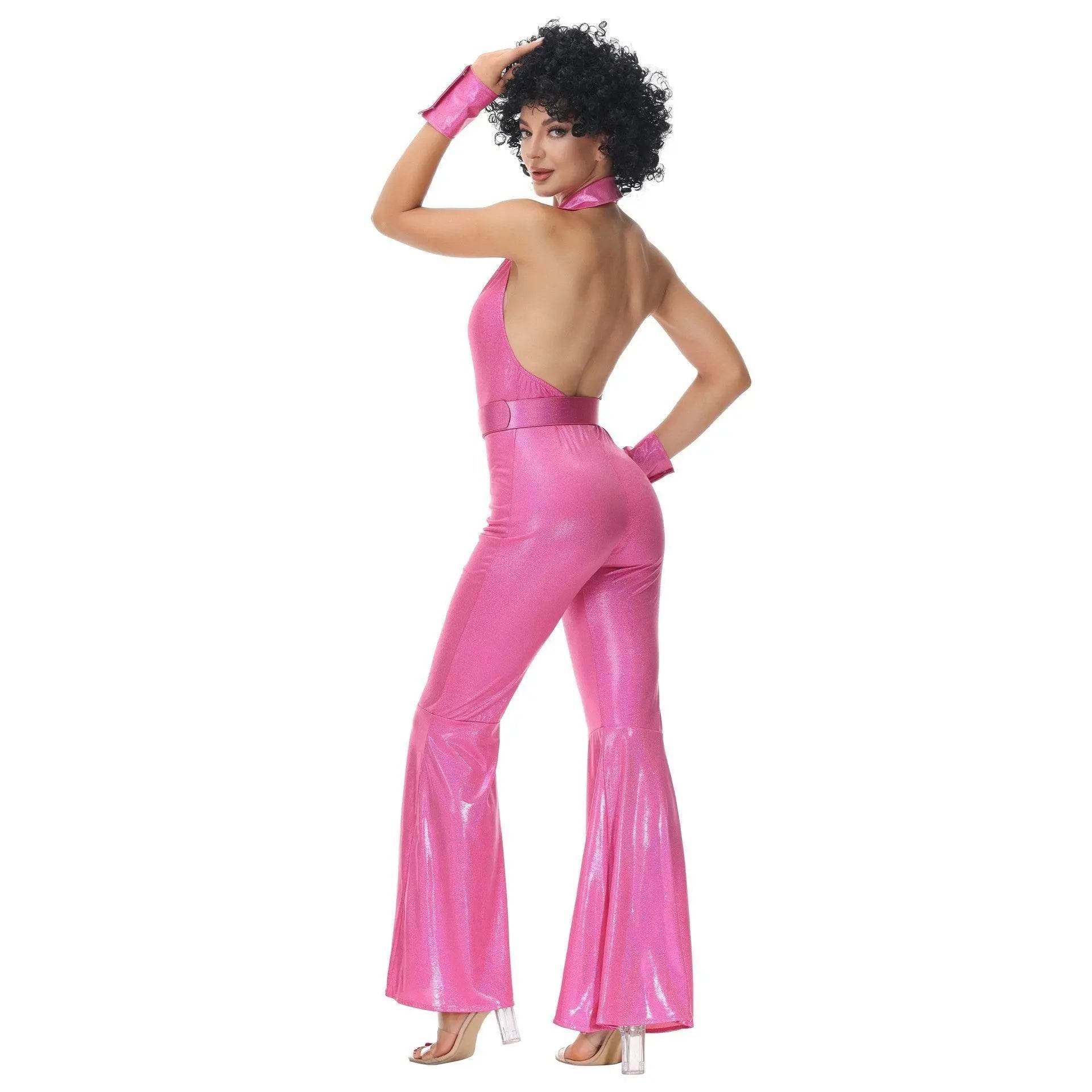 Hip Hop Rock Hippie 70s Costumes Fancy Dress Cosplay Halloween Outfit Jumpsuit Female - Ecosfun