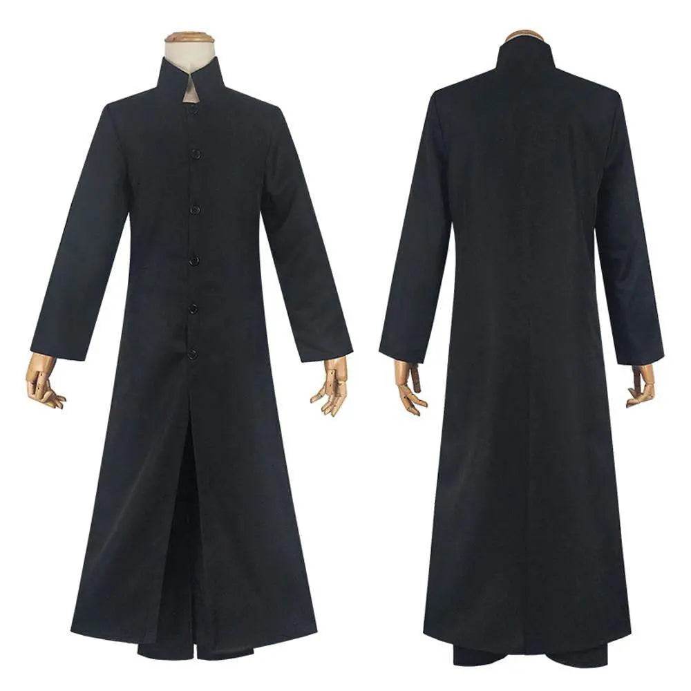 Movie The Matrix Cosplay Neo Costume Black Suit Cloak Pants Outfit Halloween Costumes for Men - Ecosfun