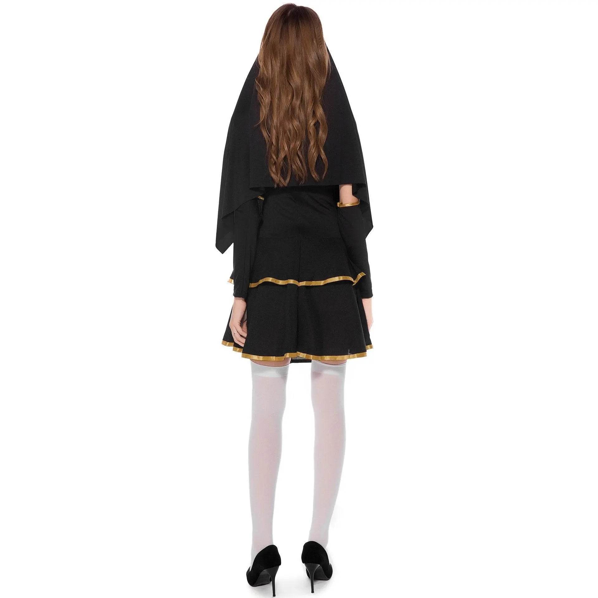 Pastor Fr Nun Couples Costume Halloween Outfits Cosplay Party Carnival - Ecosfun