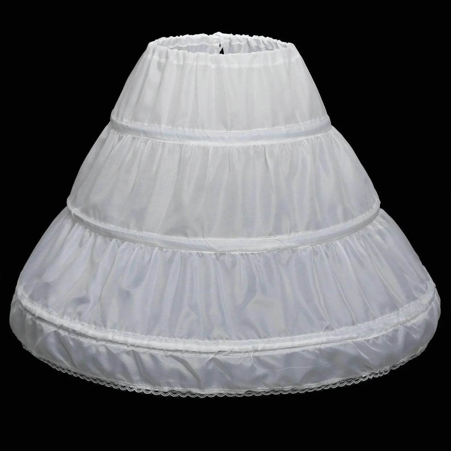 Princess Dress Crinoline Lace Trim Flower Girl Petticoat A-Line - Ecosfun