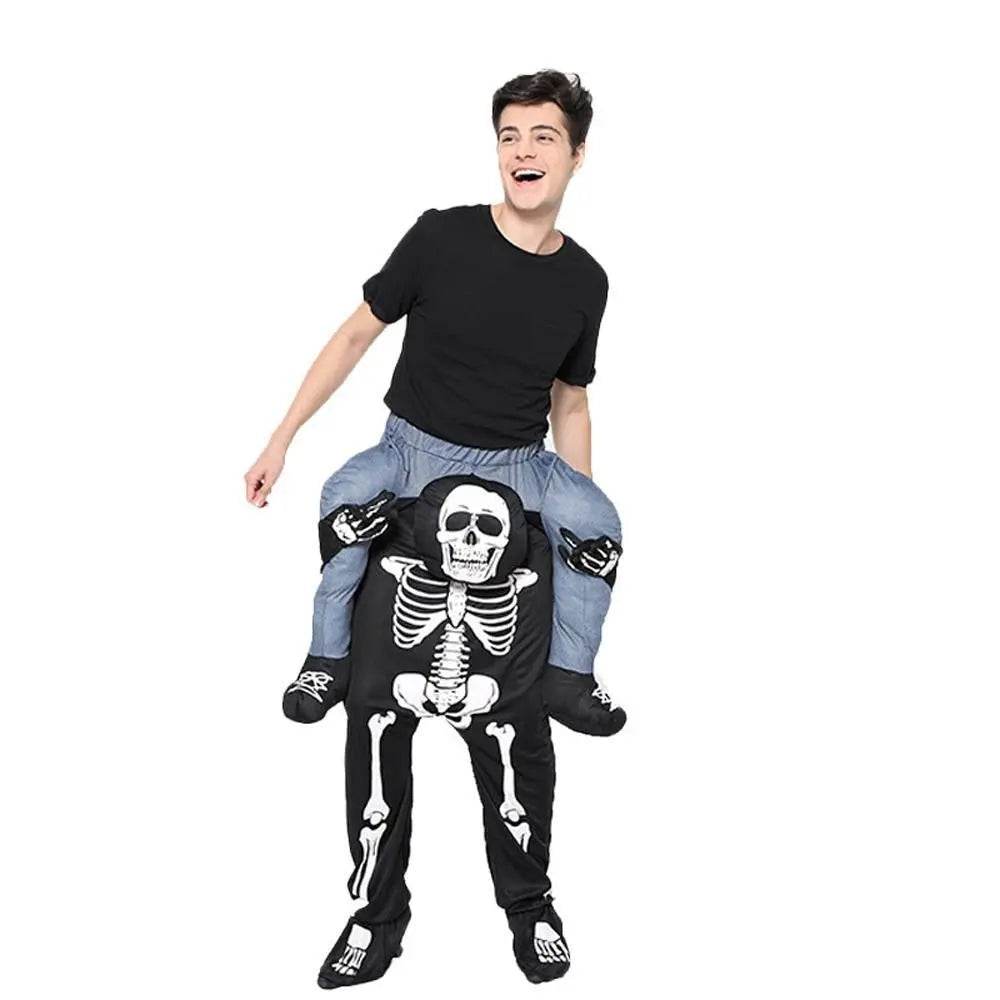 Skeleton Cosplay Costume Skull Shoulder Carry Halloween Party Stage Outfit Dress Up for Adults - Ecosfun