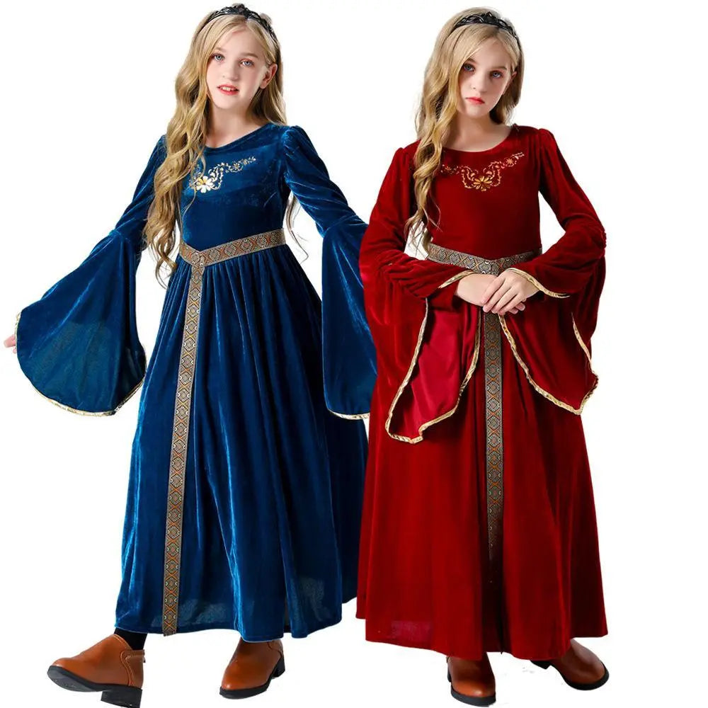 Vintage Court Ball Trumpet Sleeves Dress Outfits Halloween Carnival Cosplay Costume For Kids - Pajamasbuy