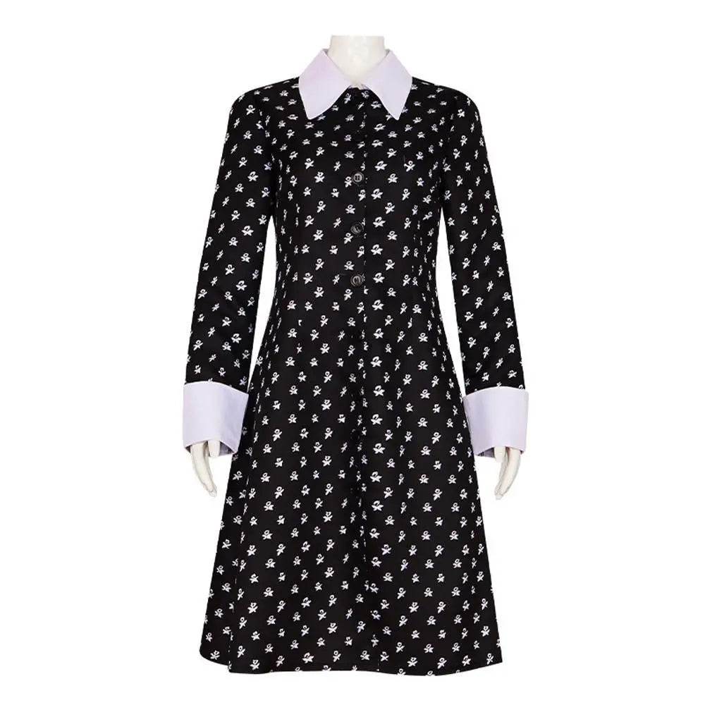 Wednesday Costume The Addams Family Cosplay Costumes Long Sleeve Printed Dress For Adult - Ecosfun