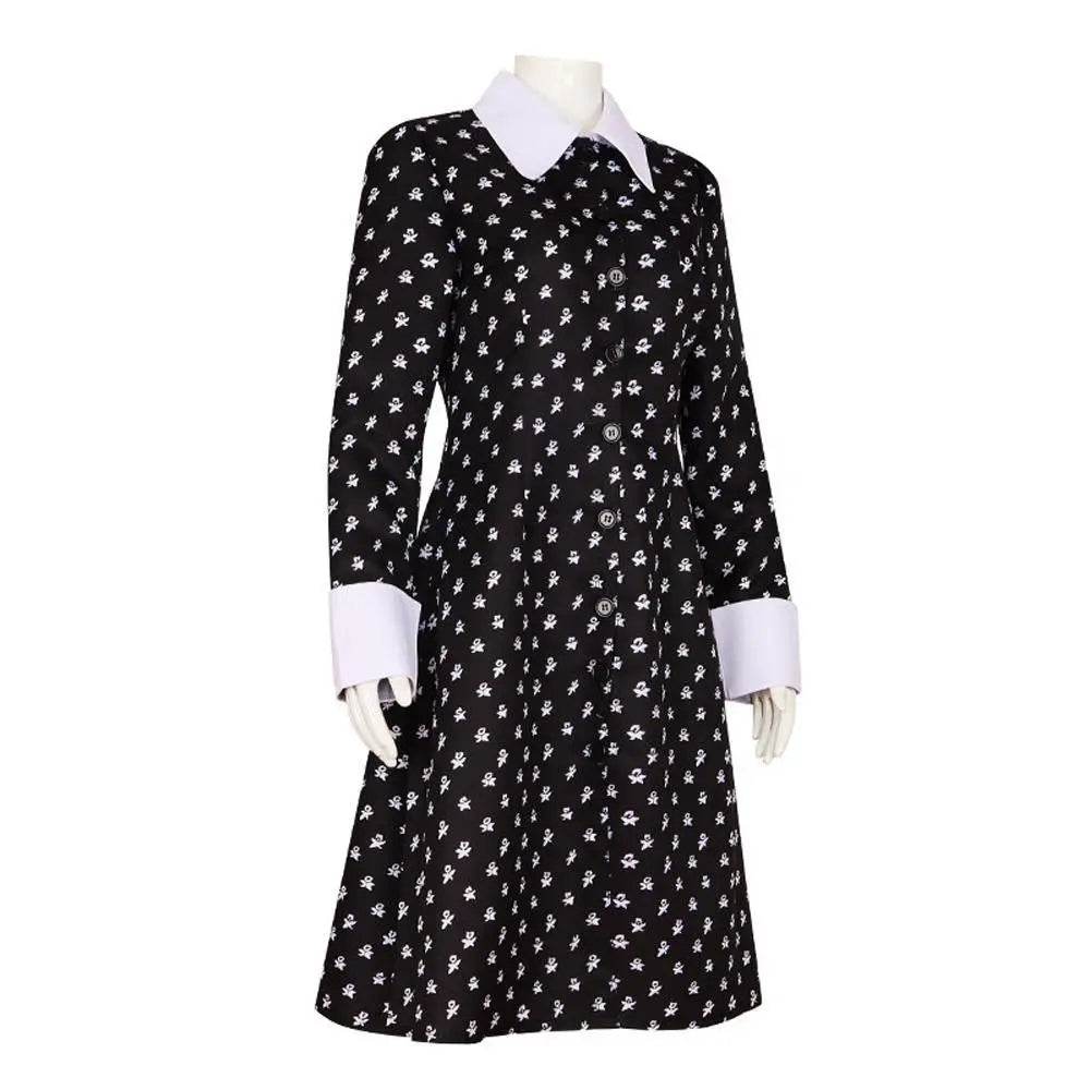 Wednesday Costume The Addams Family Cosplay Costumes Long Sleeve Printed Dress For Adult - Ecosfun