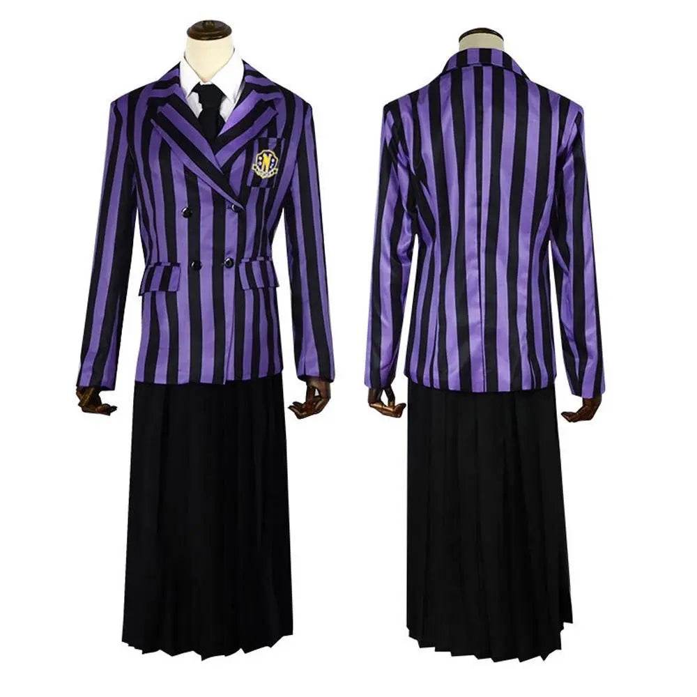 Wednesday Costume The Addams Family Cosplay Costumes Purple Skirt Suit For Adult - Ecosfun