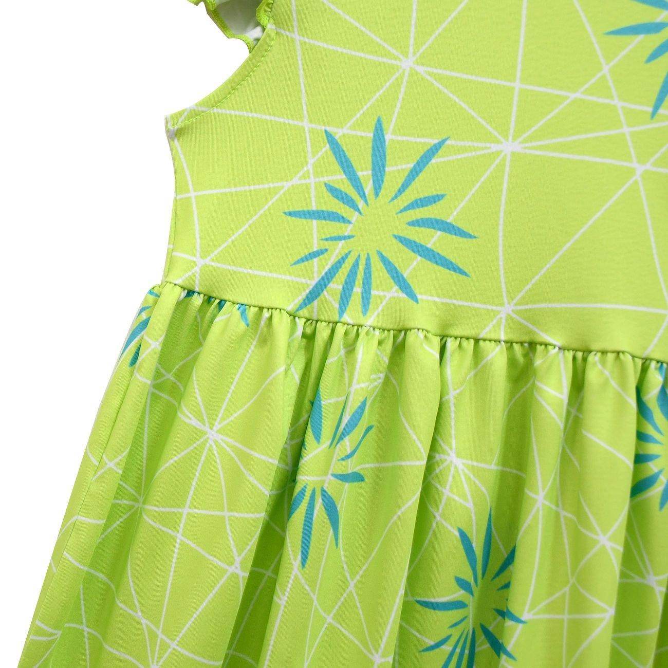 Inside Out Joy Cosplay Costume Dress for Girls Flutter Sleeve A Line Dress with Bag - Ecosfun