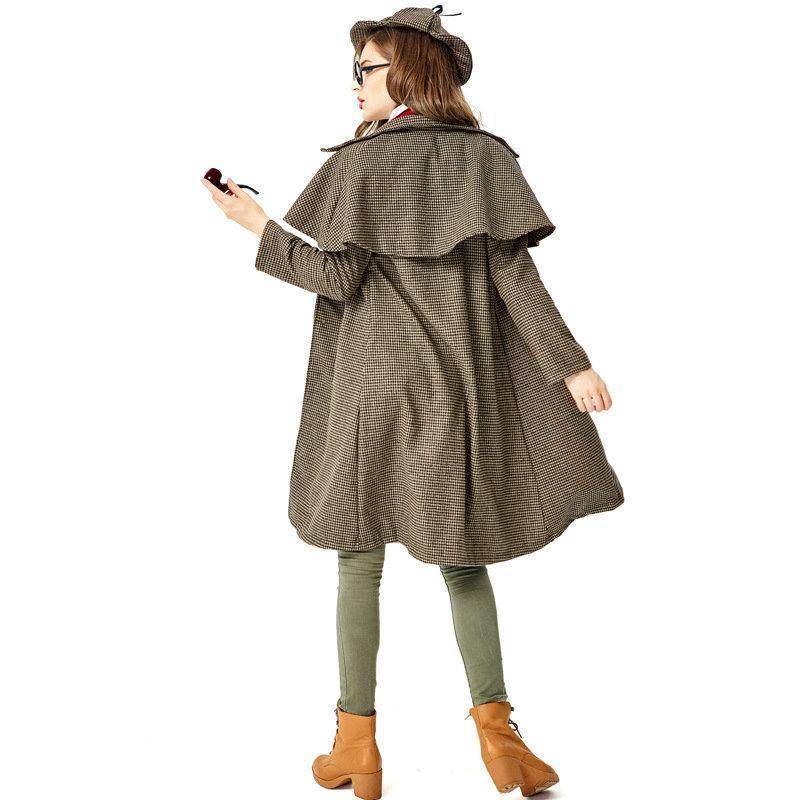 Lady Sherlock Holmes Cosplay Costume Halloween Coat Outfits Women - Ecosfun