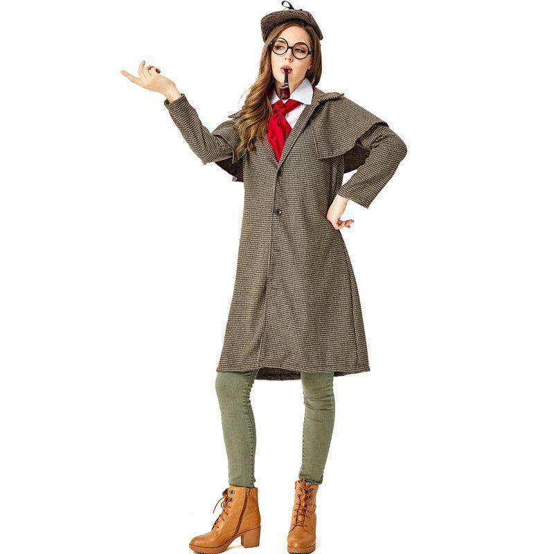 Lady Sherlock Holmes Cosplay Costume Halloween Coat Outfits Women - Ecosfun