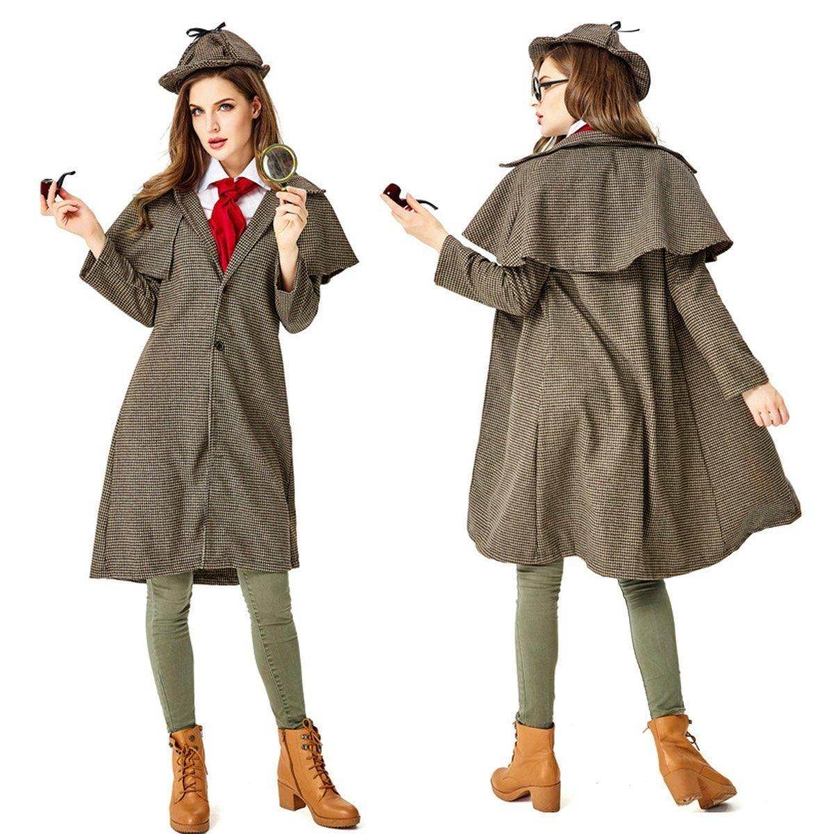 Lady Sherlock Holmes Cosplay Costume Halloween Coat Outfits Women - Ecosfun