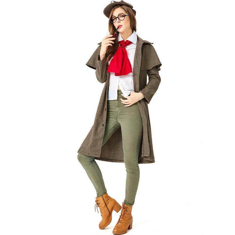 Lady Sherlock Holmes Cosplay Costume Halloween Coat Outfits Women - Ecosfun