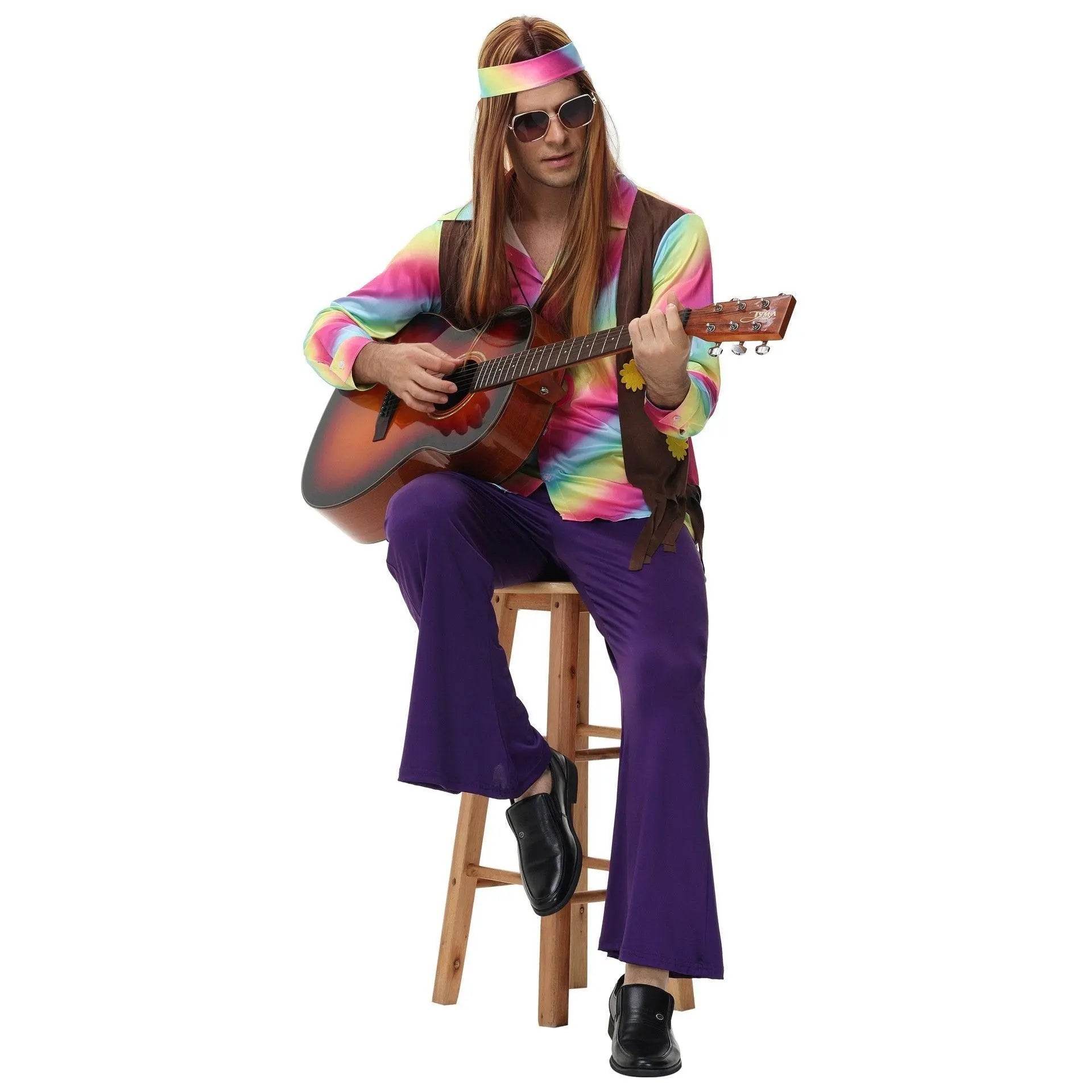 men's 70s disco hippie costume music festival rock dance party - Ecosfun