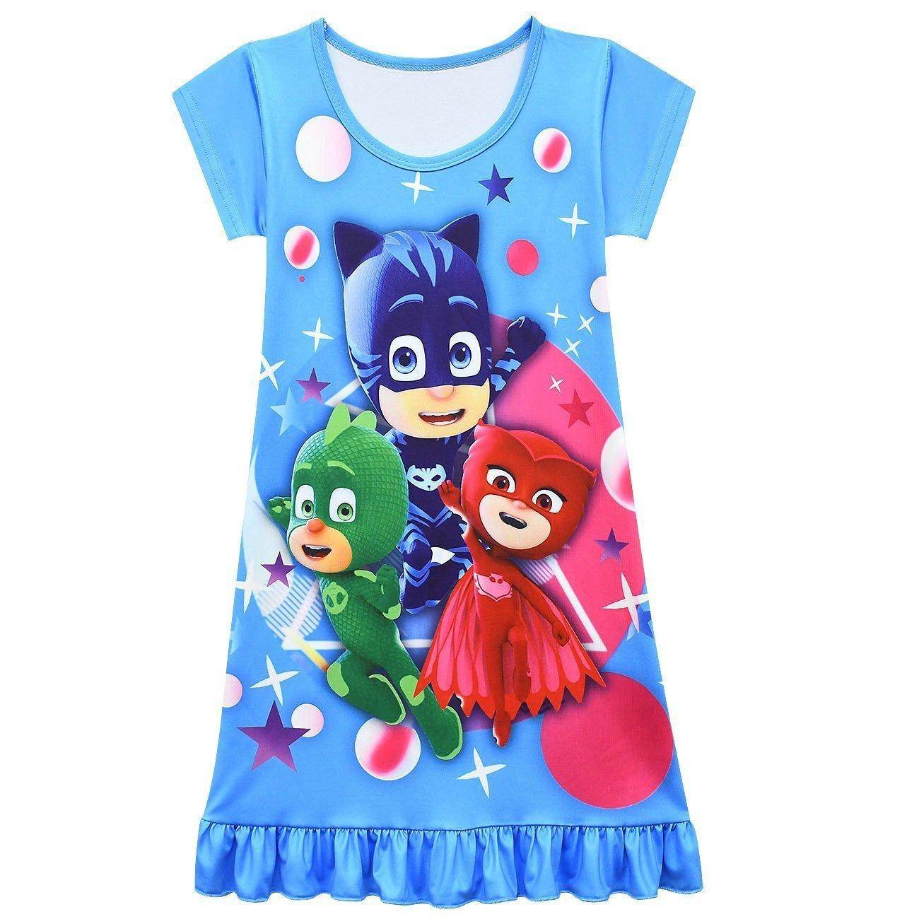PJ Masks Pajamas Little Hero Nightgown for Toddler Kids Sleepwear Dress - Ecosfun