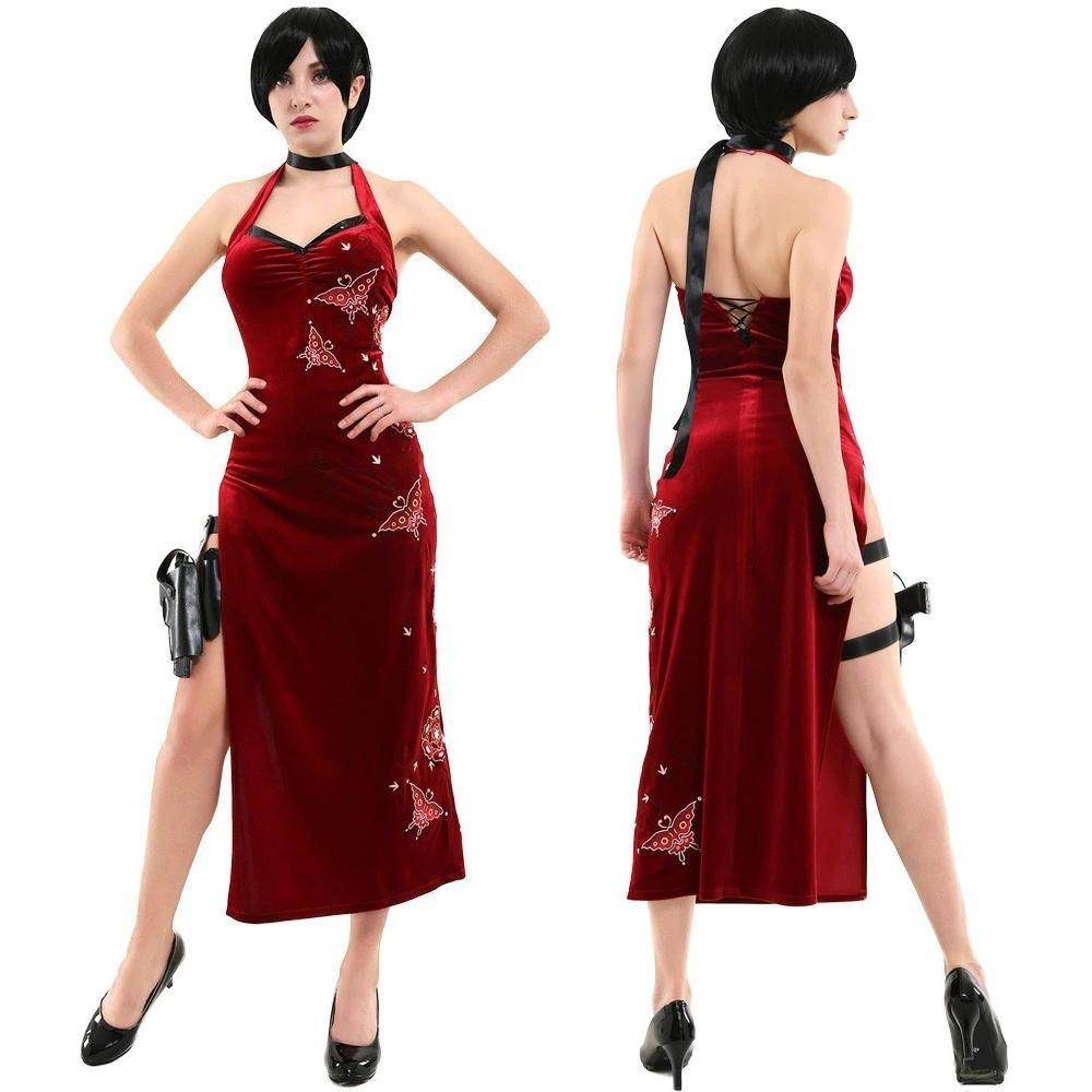 Resident Evil Ada Wong Lunar Costue Sleeveless cheongsam Slit Long Skirt - Ecosfun