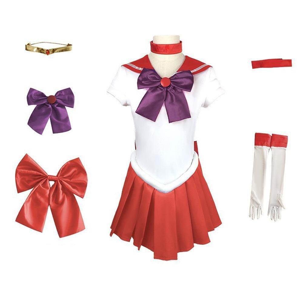 Sailor Moon Hino Rei Sailor Mars Cosplay Costume Red Uniform Dress Outfits Halloween - Ecosfun