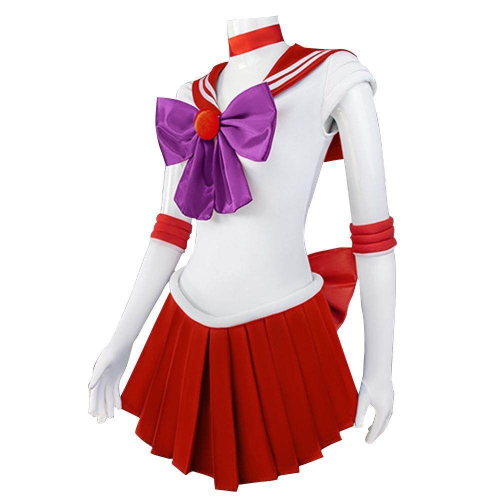 Sailor Moon Hino Rei Sailor Mars Cosplay Costume Red Uniform Dress Outfits Halloween - Ecosfun