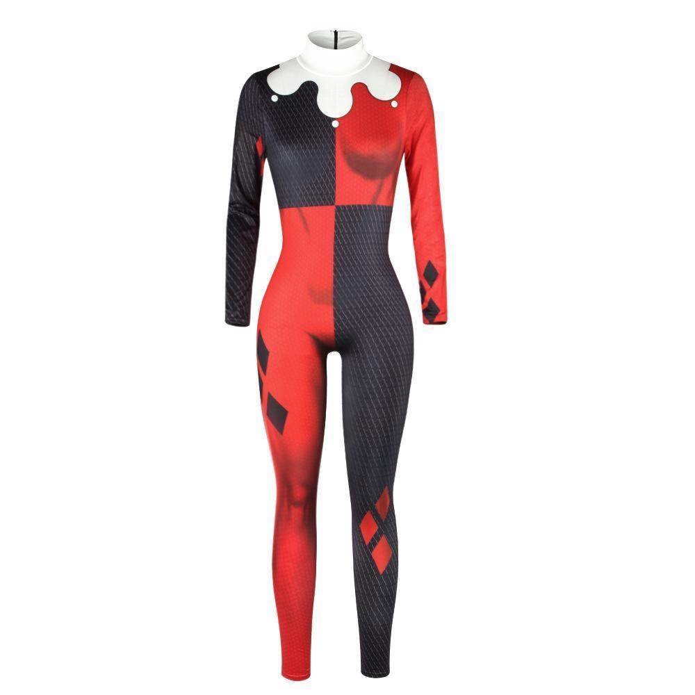 Women Adult Halloween Digital Printed Clown Costume Jumpsuit - Ecosfun